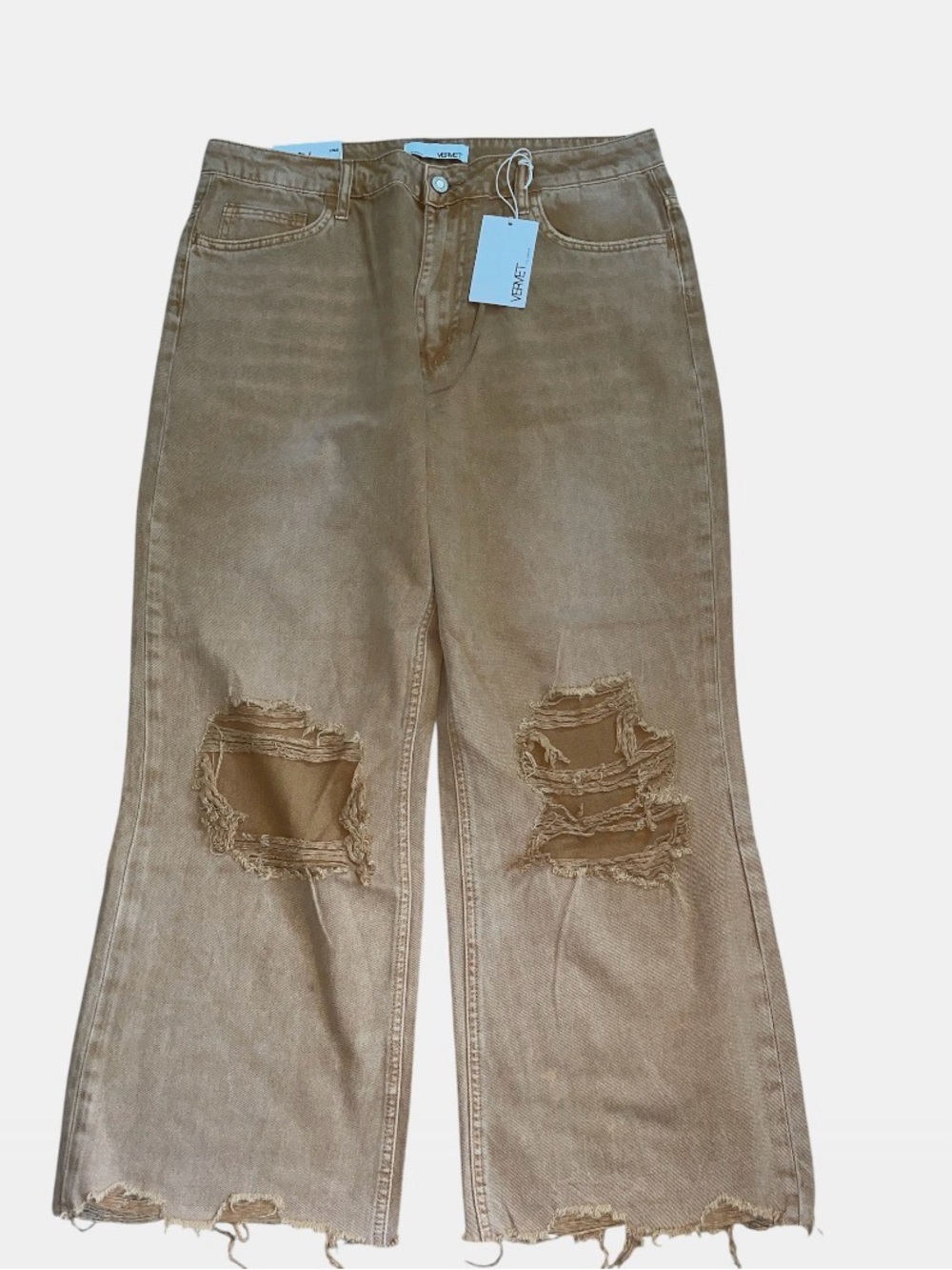 Vervet Leslie High-Rise Distressed Wide-Leg Cropped Jeans - Picture 2 of 7